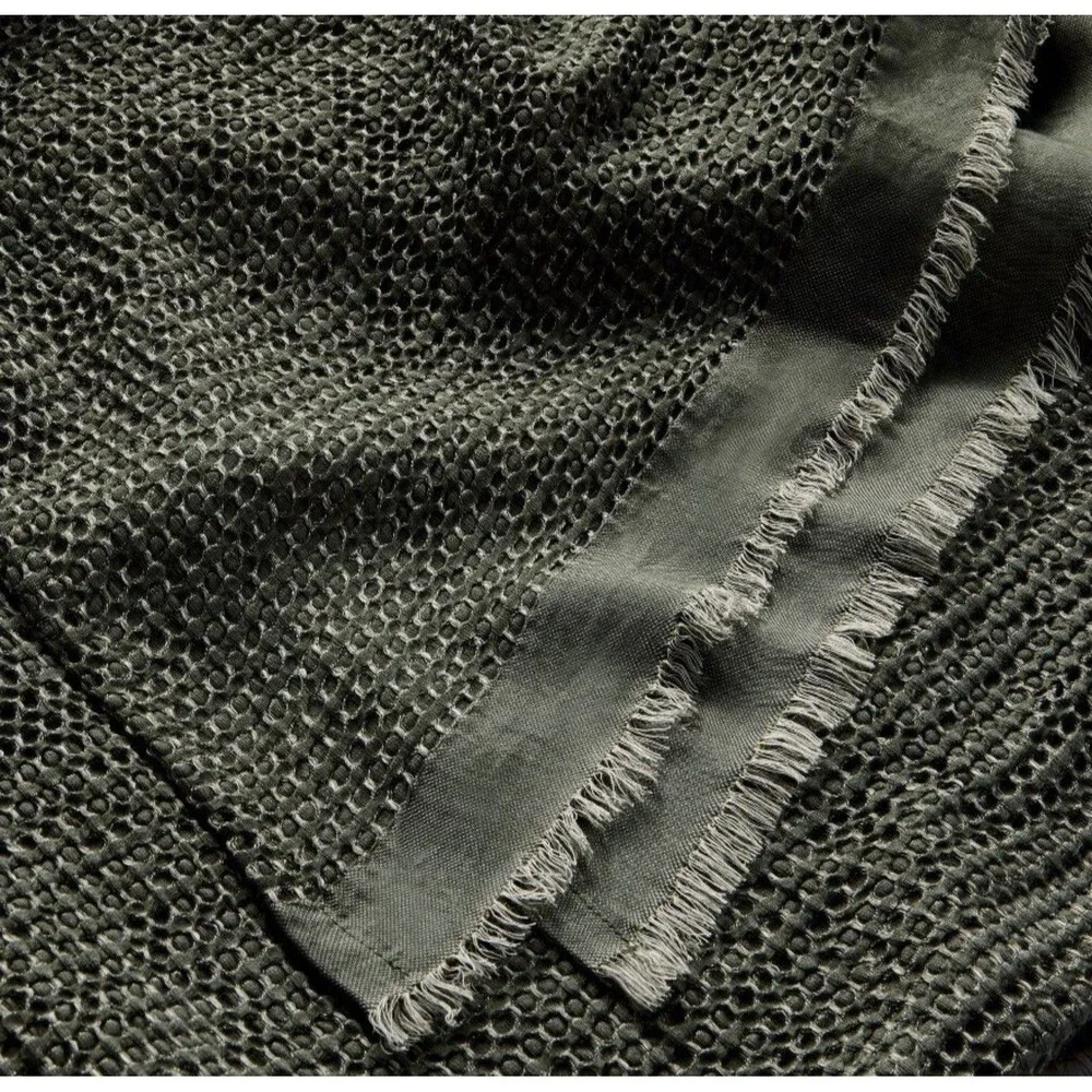 King Textured Waffle Coverlet Olive Green - Casaluna NEW
